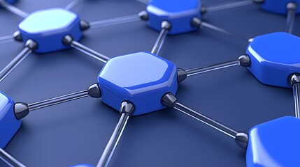 Poster - Abstract Blue Hexagonal Network Graphic