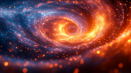 Poster - A colorful vortex of glowing particles, depicting an abstract concept of energy, space, and motion