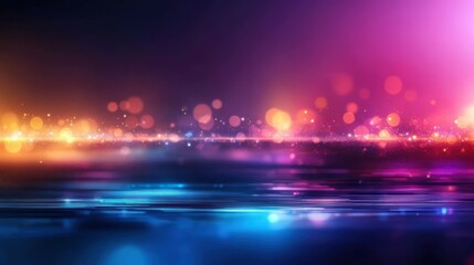 Poster - abstract city lights background with colorful bokeh and blurred urban scenery at night