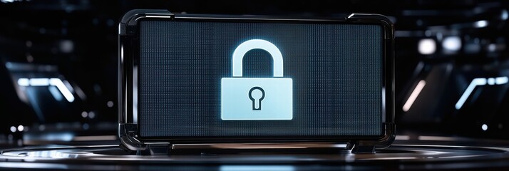 Poster - Digital lock symbol representing data security in a modern technology environment