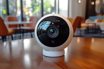 Poster - Video camera with motion detection features placed indoors for security monitoring