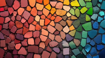 Poster - Colorful wall of rocks with various textures and shades in natural outdoor setting