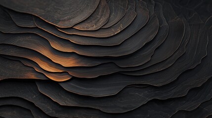 Poster - Layered black surface textures abstract art close-up studio environment artistic concept