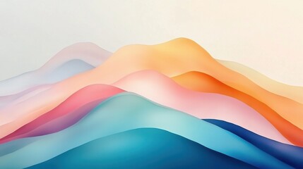Aufkleber - Abstract colorful waves digital art modern design soft palette aesthetic appeal