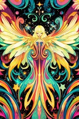 Wall Mural - celestial angel a vibrant cosmic fantasy illustration
