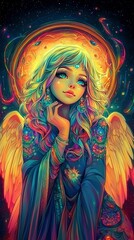 Wall Mural - celestial angel a vibrant vision of cosmic beauty