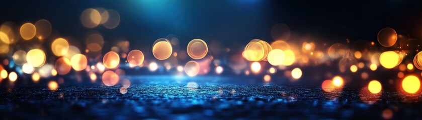 Poster - Dark background with colorful lights and photographic elements for creative visuals
