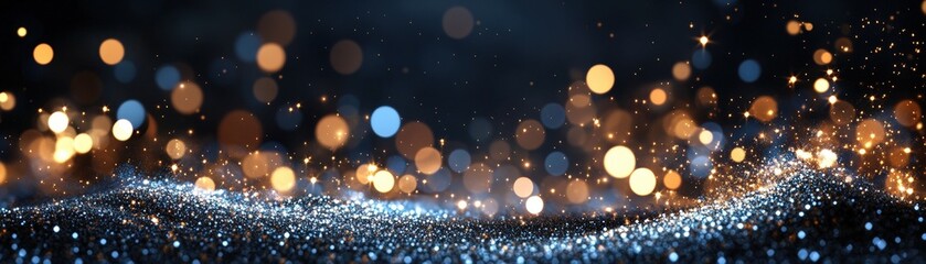 Poster - Dark background illuminated by numerous bright lights creating a captivating visual display in photography