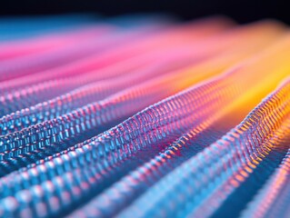 Abstract mesh fabric with colorful lighting