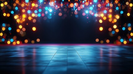 Poster - Dark room filled with colorful lights creating a vibrant atmosphere for photography
