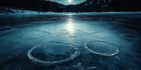 Wall Mural - Frozen Lake Ice Ripples
