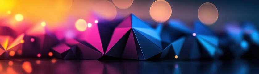 Poster - Colorful 3d geometric shapes against dark background abstract art design