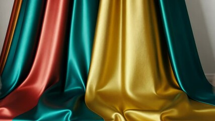 Aufkleber - Four different colored fabrics are stacked on top of each other. 