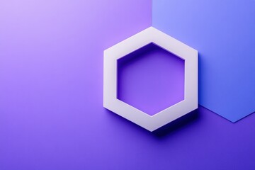 Fototapete - A photo displaying a hexagonal design on a purple and blue background Minimalistic geometric design symbolizing a VPN .