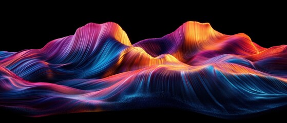 Aufkleber - Colorful paint wave creating abstract patterns on a black background in artistic composition