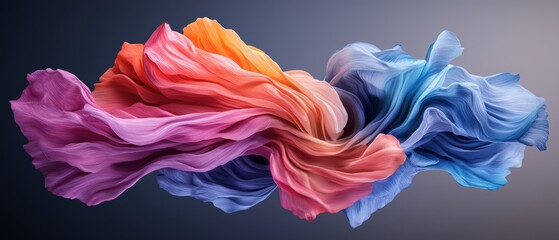 Poster - Three colorful silks arranged in a flat lay composition for textile or fashion background