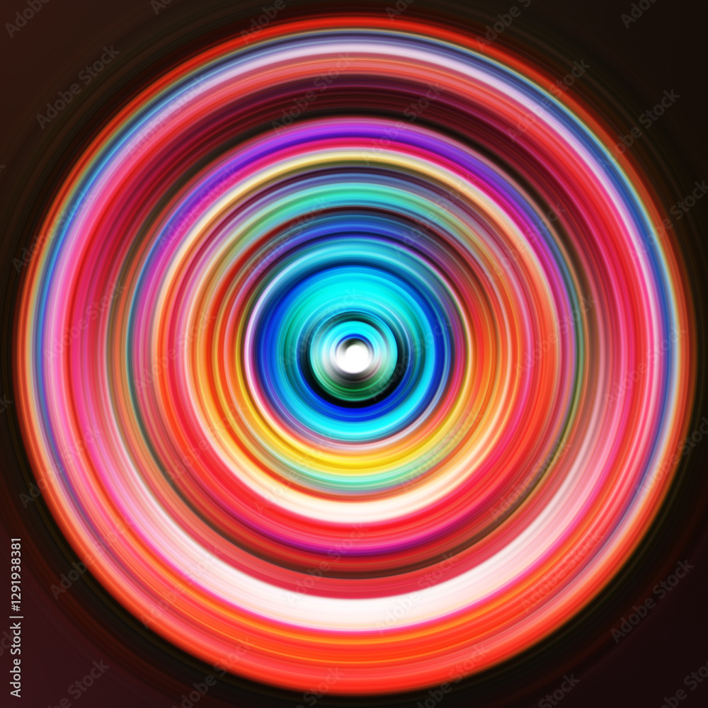Colorful radial motion effect. Abstract rounded background. Color curves and sphere. Multi color gradient rings and circles wallpaper. Colored texture backdrop and banner.