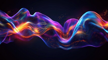 Aufkleber - Abstract background featuring colorful waves and particles in a dynamic design with a modern aesthetic