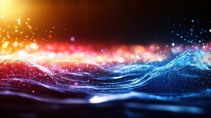 Aufkleber - Abstract background featuring water waves illuminated by bright lights in various colors