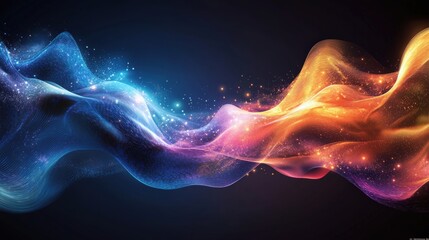 Poster - Colorful abstract background with waves and stars creating a vibrant artistic design