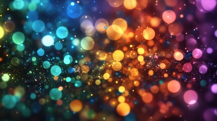Poster - Colorful bokeh lights background with blurred photo for creative design and artistic projects