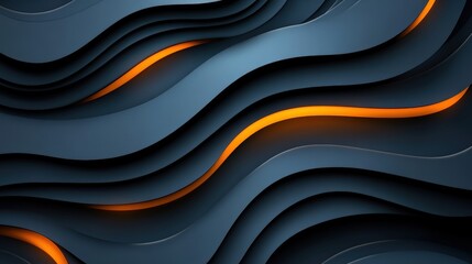 Aufkleber - Abstract background with wavy lines and orange light creating a dynamic visual composition