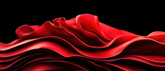 Aufkleber - Red liquid wave flowing smoothly on a dark black background creating artistic visual effects