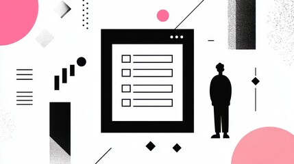 Abstract digital form, person, geometric shapes, modern background, design concept, illustration