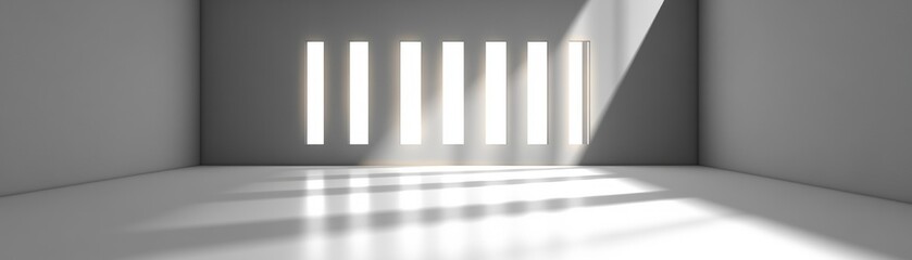 Poster - Bright white room with natural light streaming through the window illuminating the space and walls