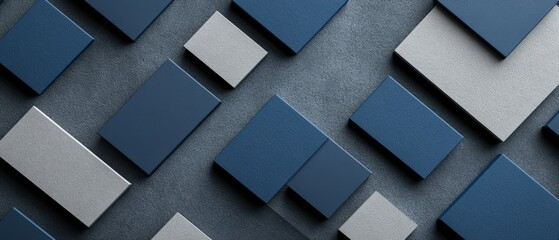 Poster - Wall with multiple squares and photo displays in various arrangements and color patterns