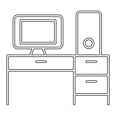 Sticker - Computer set icon in line style