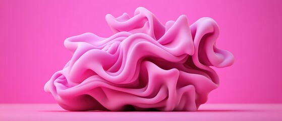 Poster - Pink abstract object on pink background with soft lighting and gentle curves creating a modern artistic design