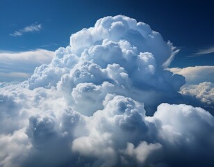 majestic cumulus clouds in a deep blue sky, showcasing the beauty of nature and atmospheric formatio