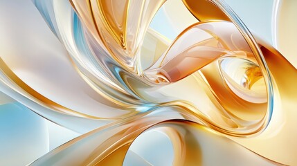 Poster - abstract swirling patterns of golden and white hues creating a fluid motion effect