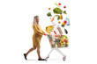 © Ljupco Smokovski - Pregnant woman pushing a shopping cart with fallling food products