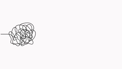 Poster - Chaotic and mess lines with target continuous line drawn animated video. Achieve goal symbol. Problem solving concept animation.