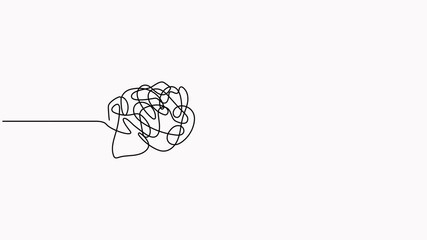 Poster - Chaos and mess circle continuous line drawn animation. Problem solution symbol video. Animated psychotherapy concept.