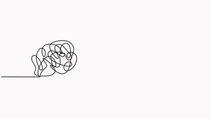 Poster - Chaotic and mess lines with lightbulb continuous line drawing animation. Problem solving concept motion video. Animated creating idea symbol. 