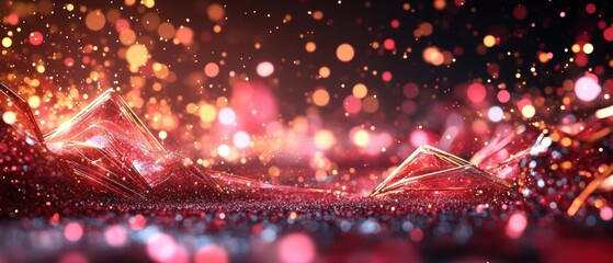 Poster - Abstract background with shiny particles and bokeh lights creating a vibrant visual effect