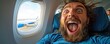 © Daeng1010 - Exciting flight experience in-flight adventure airplane cabin joyful environment overjoyed passenger travel enthusiasm