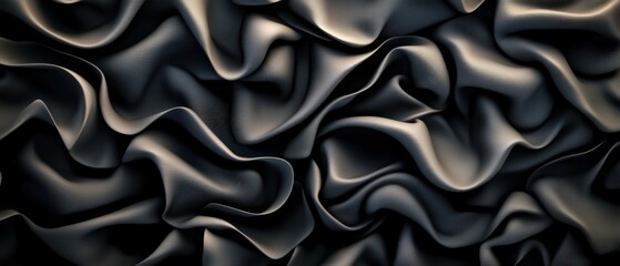 Aufkleber - Black and gold wavy background with abstract wave patterns and photo space for text overlay