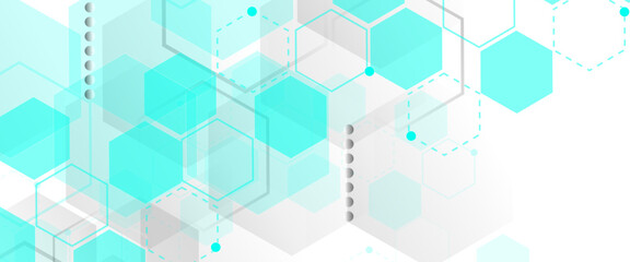 Poster - Vector hexagons pattern. Geometric abstract background with simple hexagonal elements. Medical, technology or science design