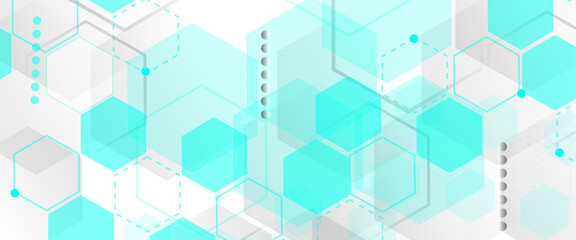 Poster - Vector hexagons pattern. Geometric abstract background with simple hexagonal elements. Medical, technology or science design