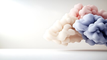 Wall Mural - Soft pastel-colored abstract clouds floating in a bright, minimalistic space