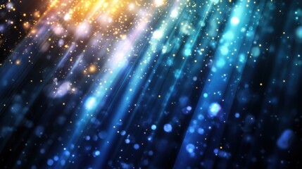 Poster - Bright blue and yellow abstract background with stars and photo elements for design and creativity