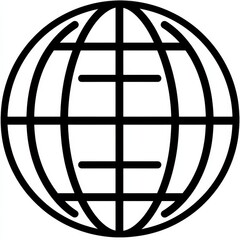 Aufkleber - Global Network Outline: Simple Line Drawing of Interconnected Globe Symbol for Worldwide Communication.