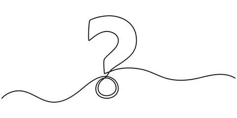 Poster - Question mark linear background. One continuous line drawing of question mark. Vector illustration. Question mark isolated, Question mark linear background. One continuous drawing of a question mark. 