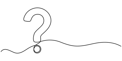 Poster - Question mark linear background. One continuous line drawing of question mark. Vector illustration. Question mark isolated, Question mark linear background. One continuous drawing of a question mark. 