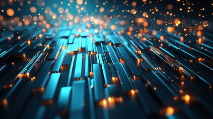 Poster - Blue and black background with multiple lights creating a night sky effect in a photograph