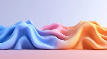 Aufkleber - Three colored waves flowing on a pink background creating an abstract design with vibrant colors